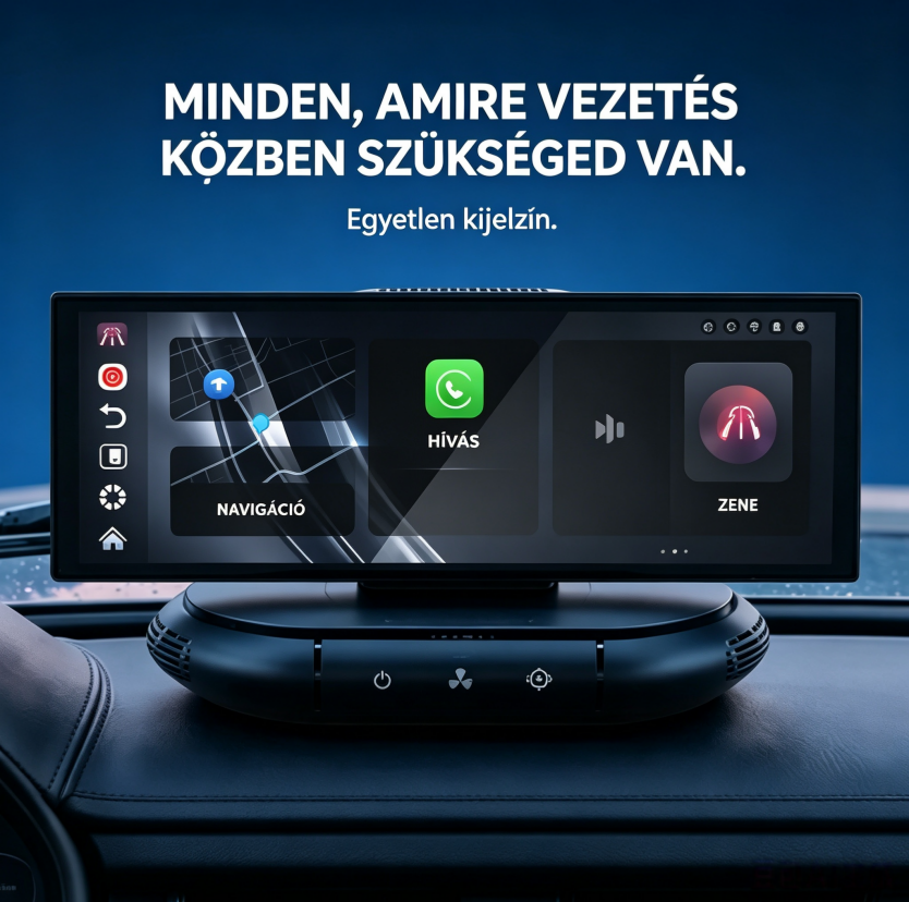 Android 15-tel és CarPlay-jel felszerelt, légtisztítóval, 32 GB tárhellyel, osztott képernyős kijelzővel és Gemini hangvezérléssel rendelkezik, fokozva az autós szórakoztatási élményt.