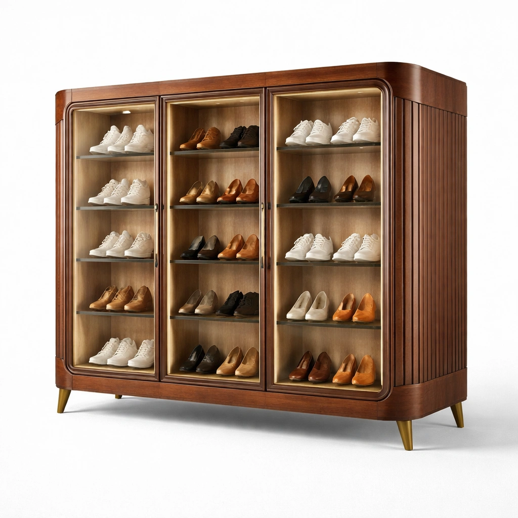 Schuhschrank mit glasfront und beleuchtung