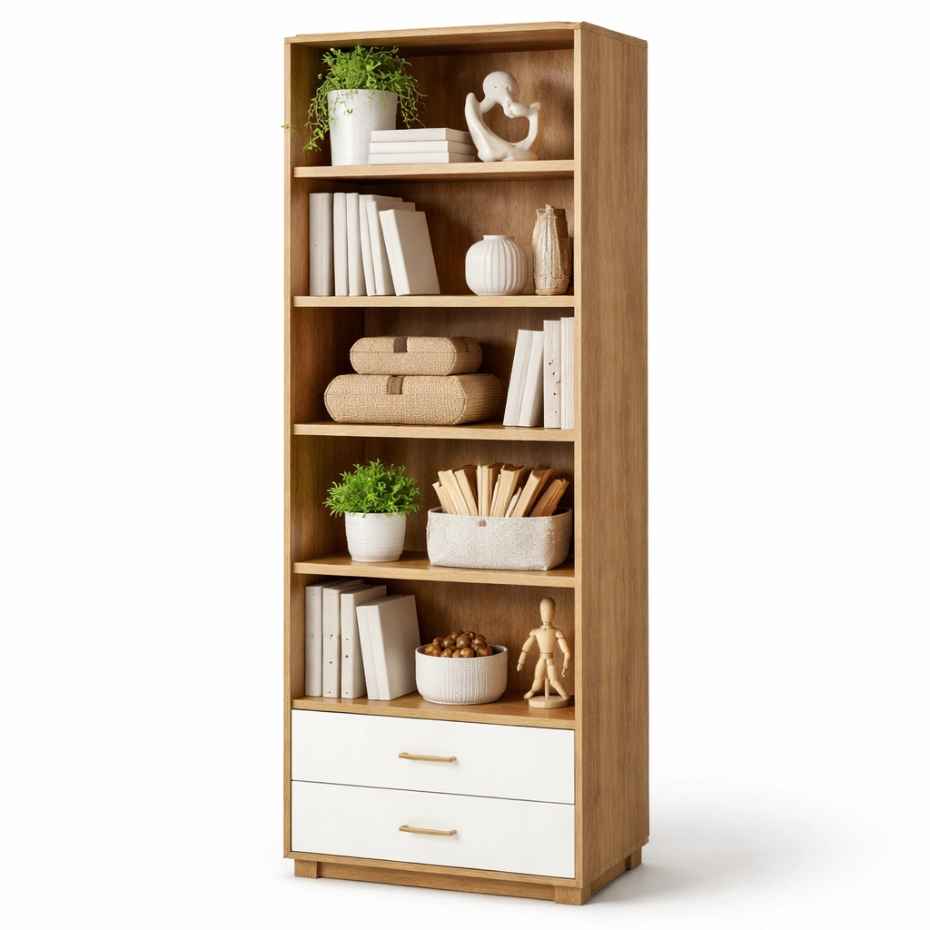 Regal mit mehreren ebenen und schubladen