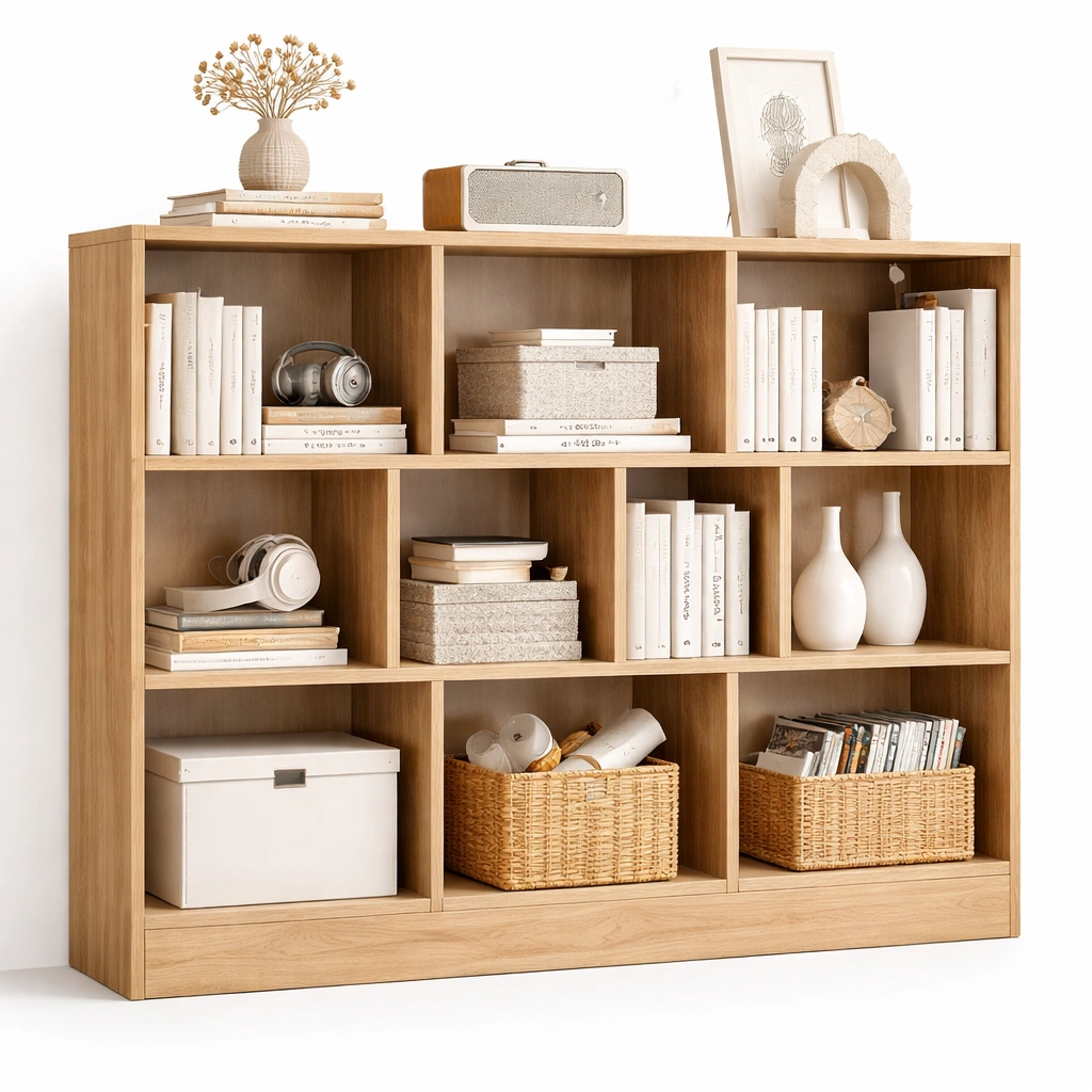 Grosses offenes regal mit mehreren faechern