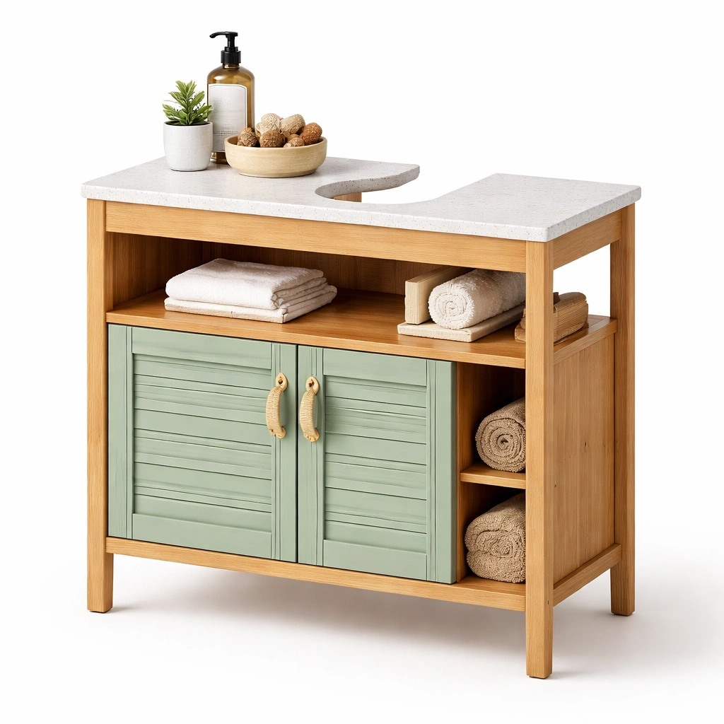 Badezimmermoebel mit waschbecken und stauraum