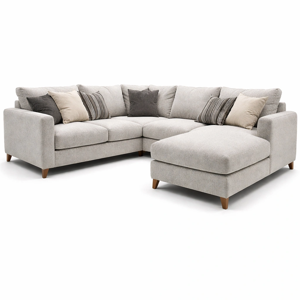 Ecksofa Stoff Grau modern