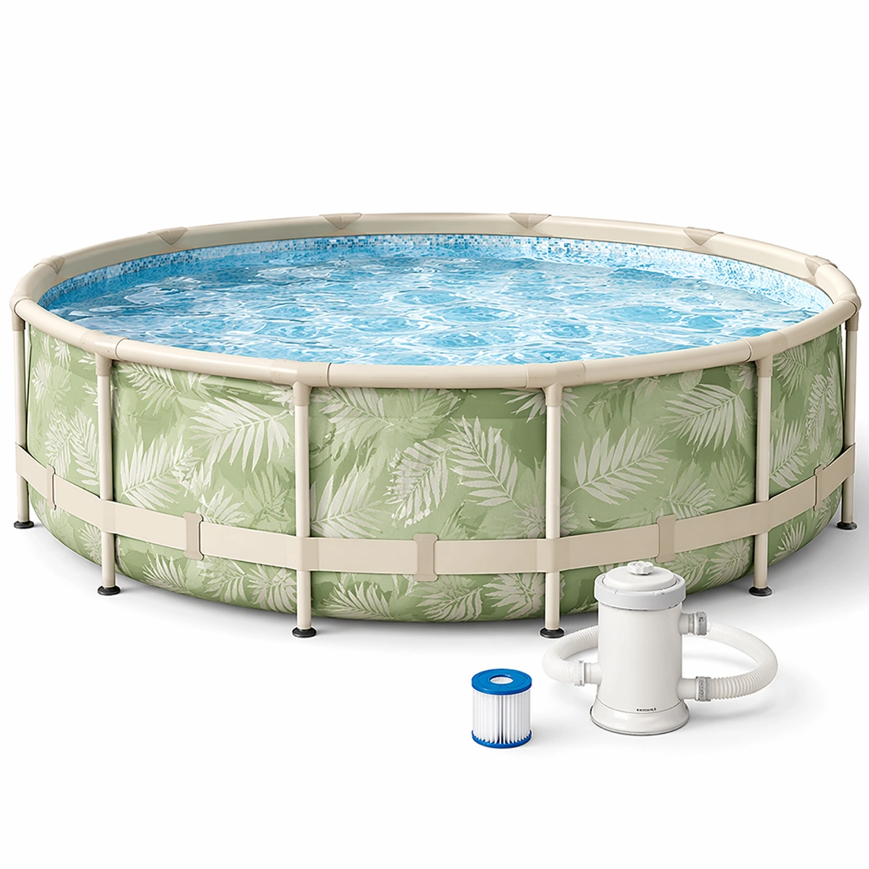 Stahlrahmen pool gruen mit filter