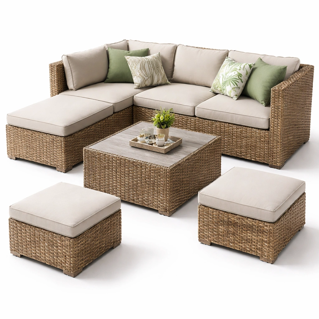 Outdoor Sofa Set Rattan Natur