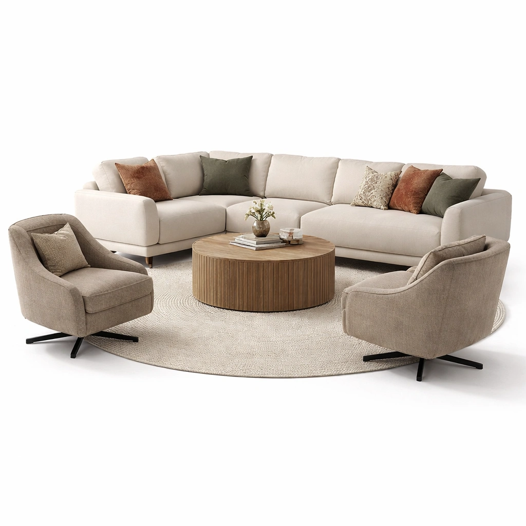 Wohnzimmer Sofa Set Beige mit Sessel
