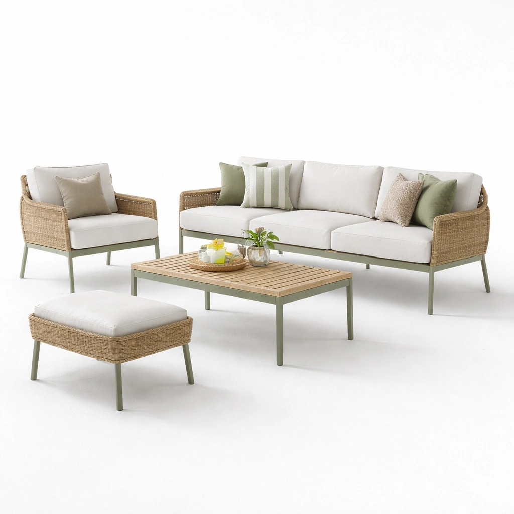 Outdoor Sofa Set Rattan Gruen