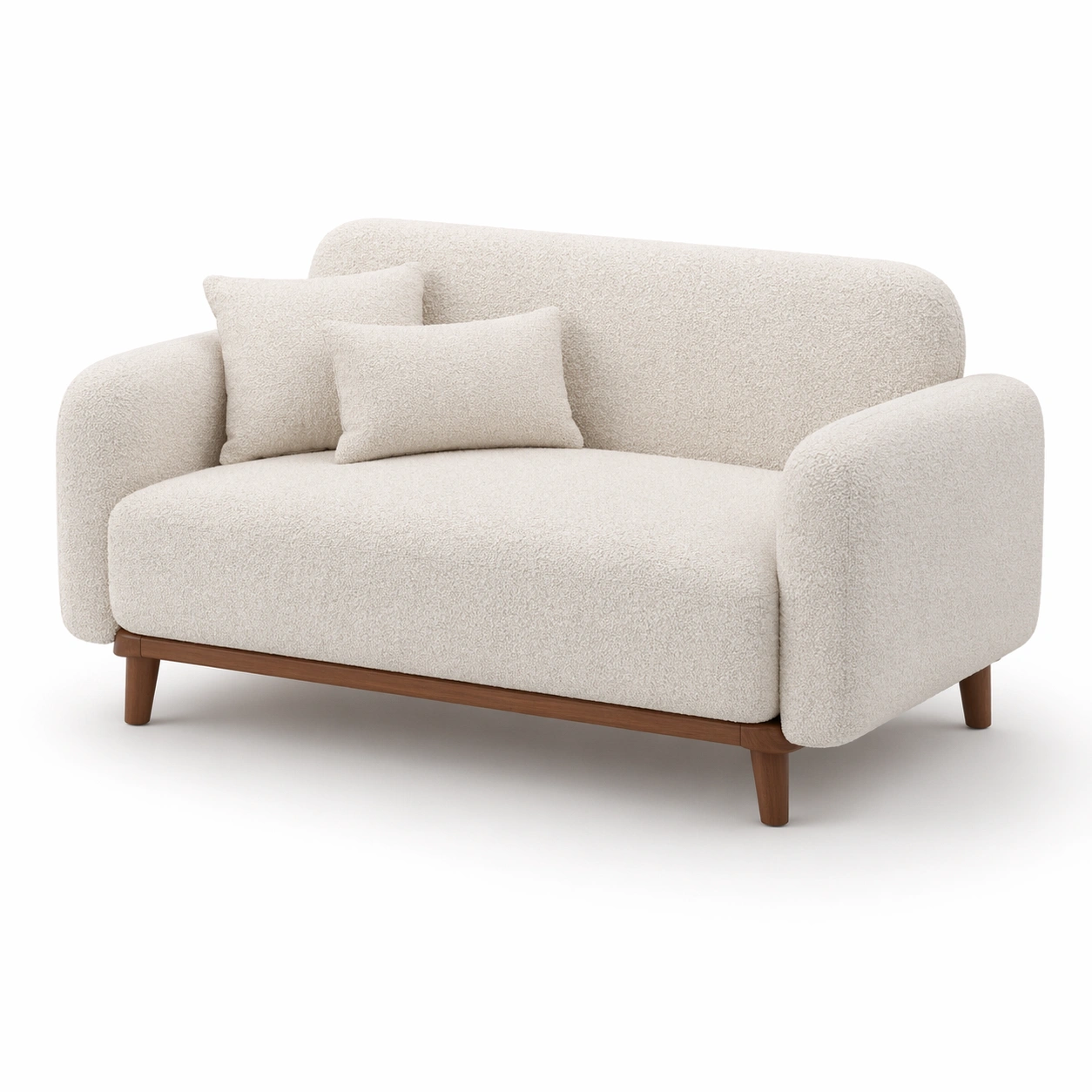 Sofa Creme 2 Sitzer mit Kissen Modern