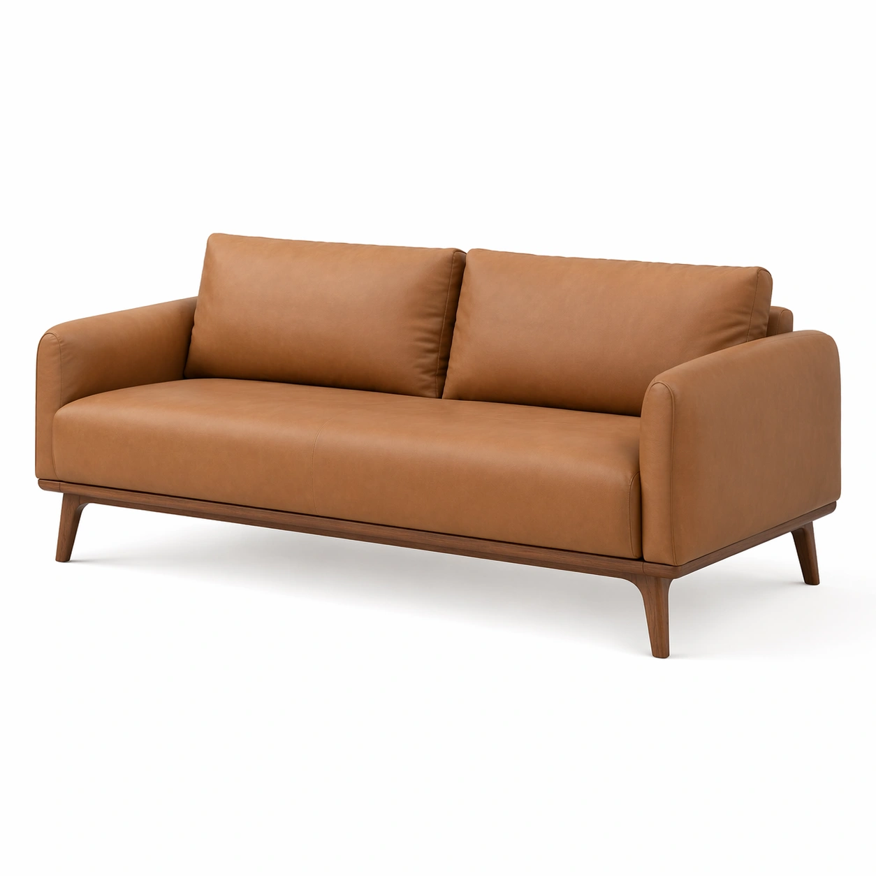 Sofa Braun Lederoptik 2 Sitzer Modern