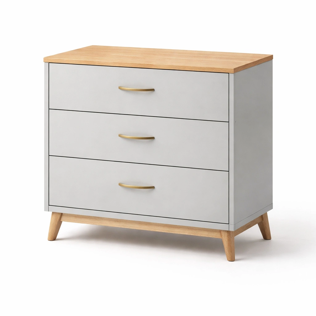 Kommode Grau Holz Modern 3 Schubladen