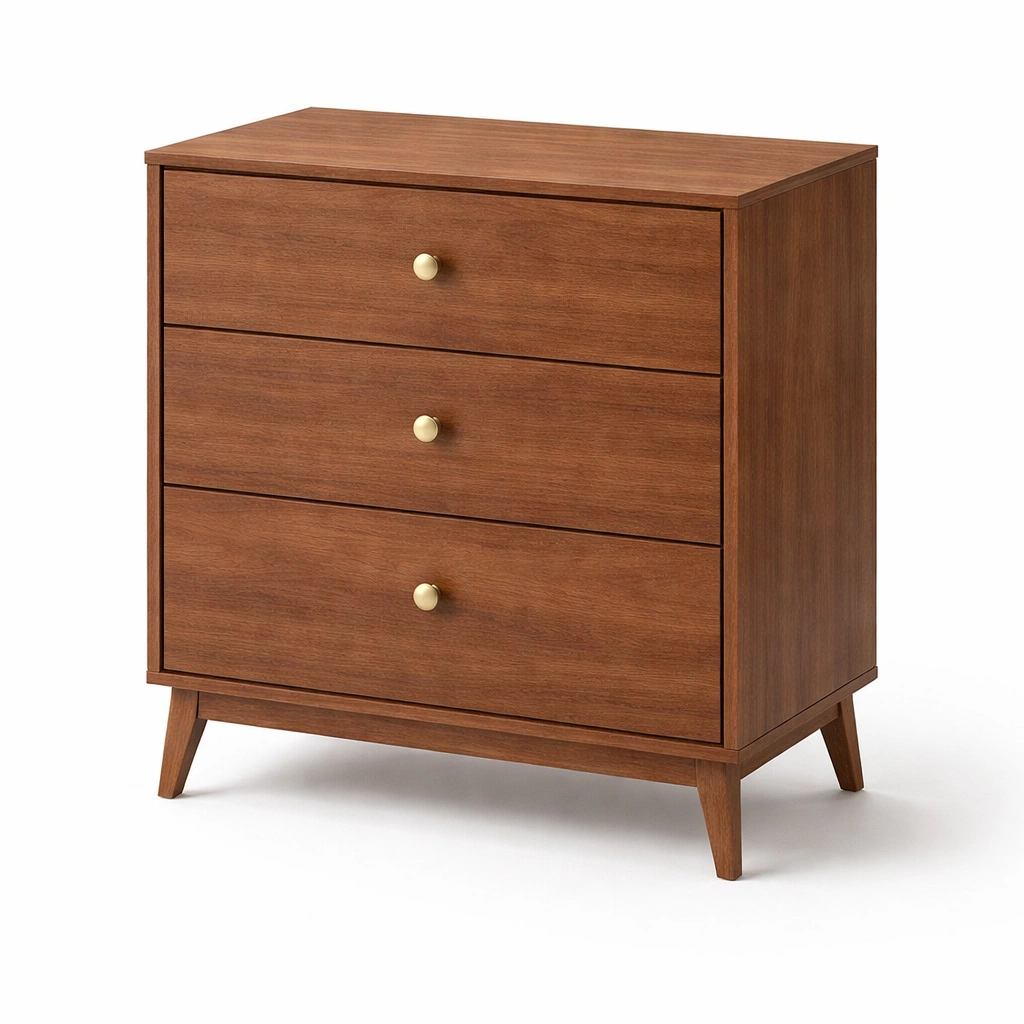 Kommode Holz Natur mit Glasfront