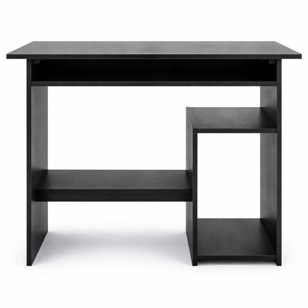 Scrivania salvaspazio moderna con mensola tastiera e ripiano CPU, 80x45x75cm, Nero