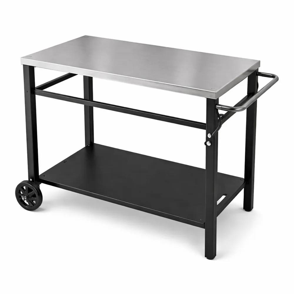 Carrello da Pranzo per BBQ con Doppio Ripiano e Tavolo Pieghevole
