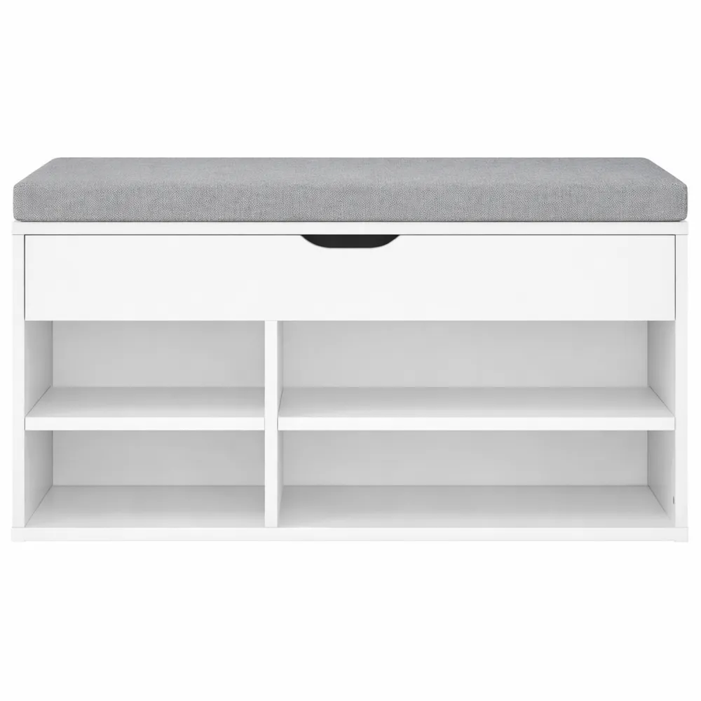 Panca salvaspazio con scarpiera e seduta integrata bianca