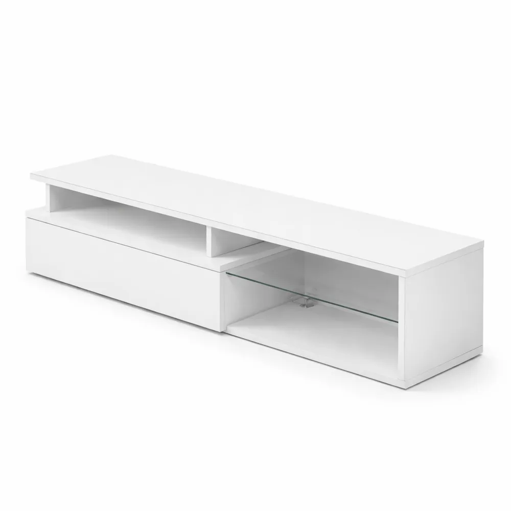 Mobile porta TV, Credenza da soggiorno, Armadio basso, 160x38x41 cm, Bianco lucido