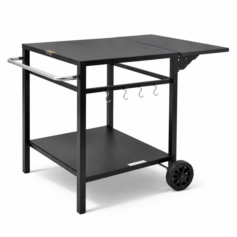 Carrello da Pranzo per Barbecue Esterno con Ripiani Doppi