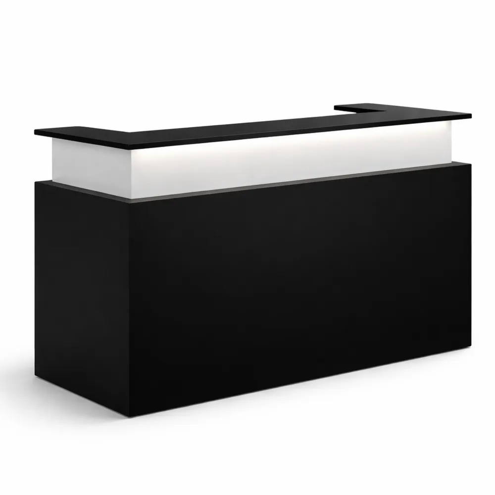 Banco reception con cassetti e ripiani chiudibili 130 cm, nero