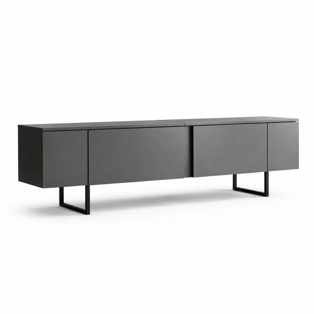 Mobile porta TV moderno, credenza soggiorno bassa, base multifunzionale antracite e nero, 180x30x50 cm