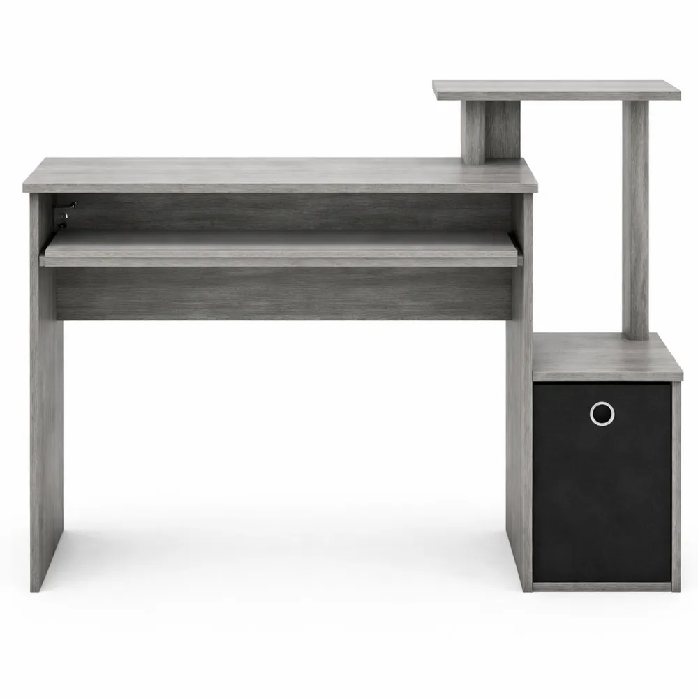 Scrivania per Computer Multifunzione in Legno, Grigio/Nero