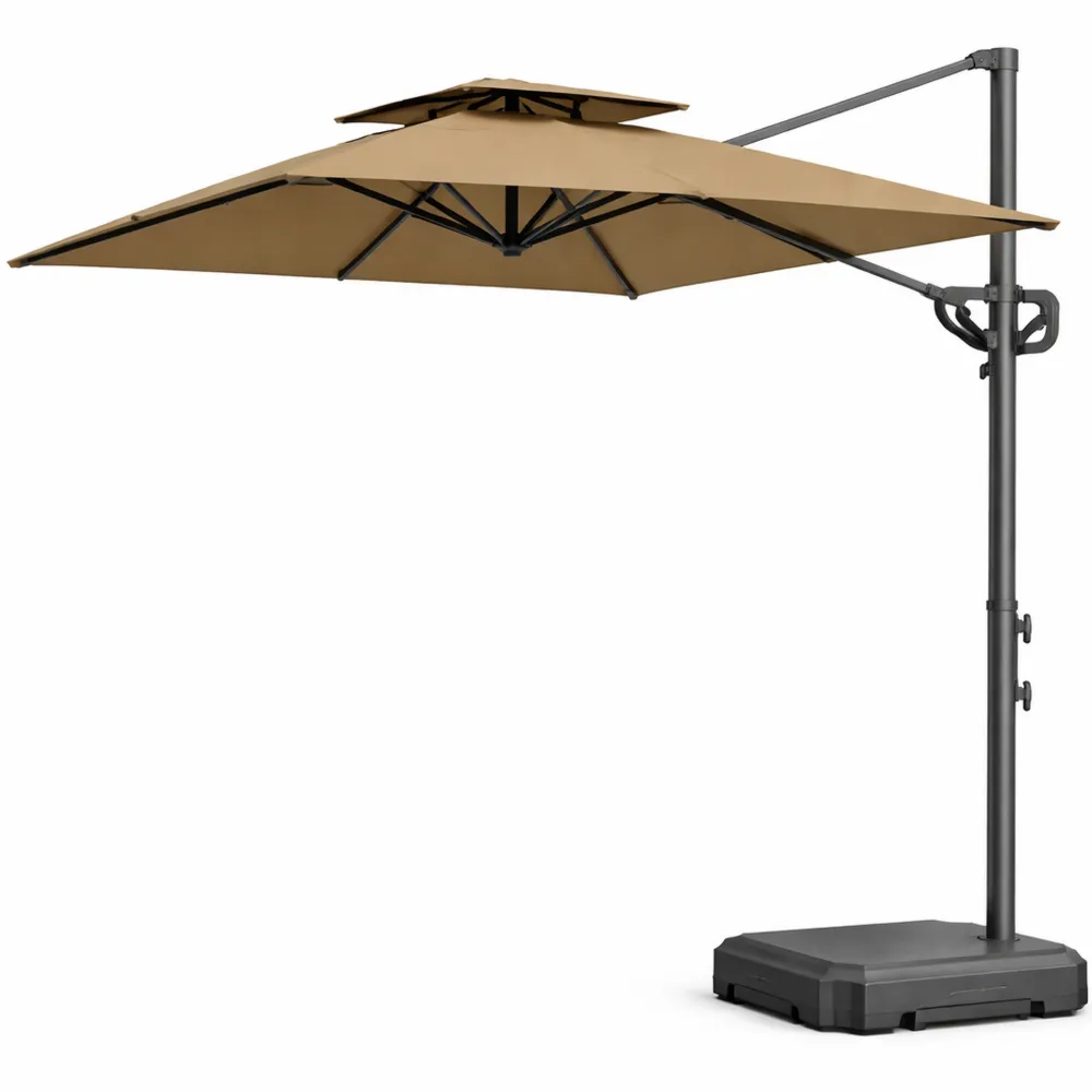Ombrellone da giardino inclinabile 2.5x2.5 m con doppio tetto