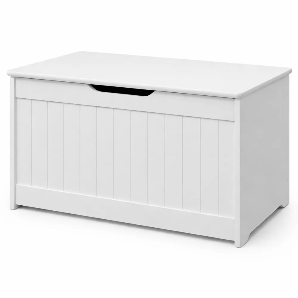 Baule Portagiochi per Bambini con Coperchio, Cassapanca Contenitore Bianco, per Giocattoli e Scarpe