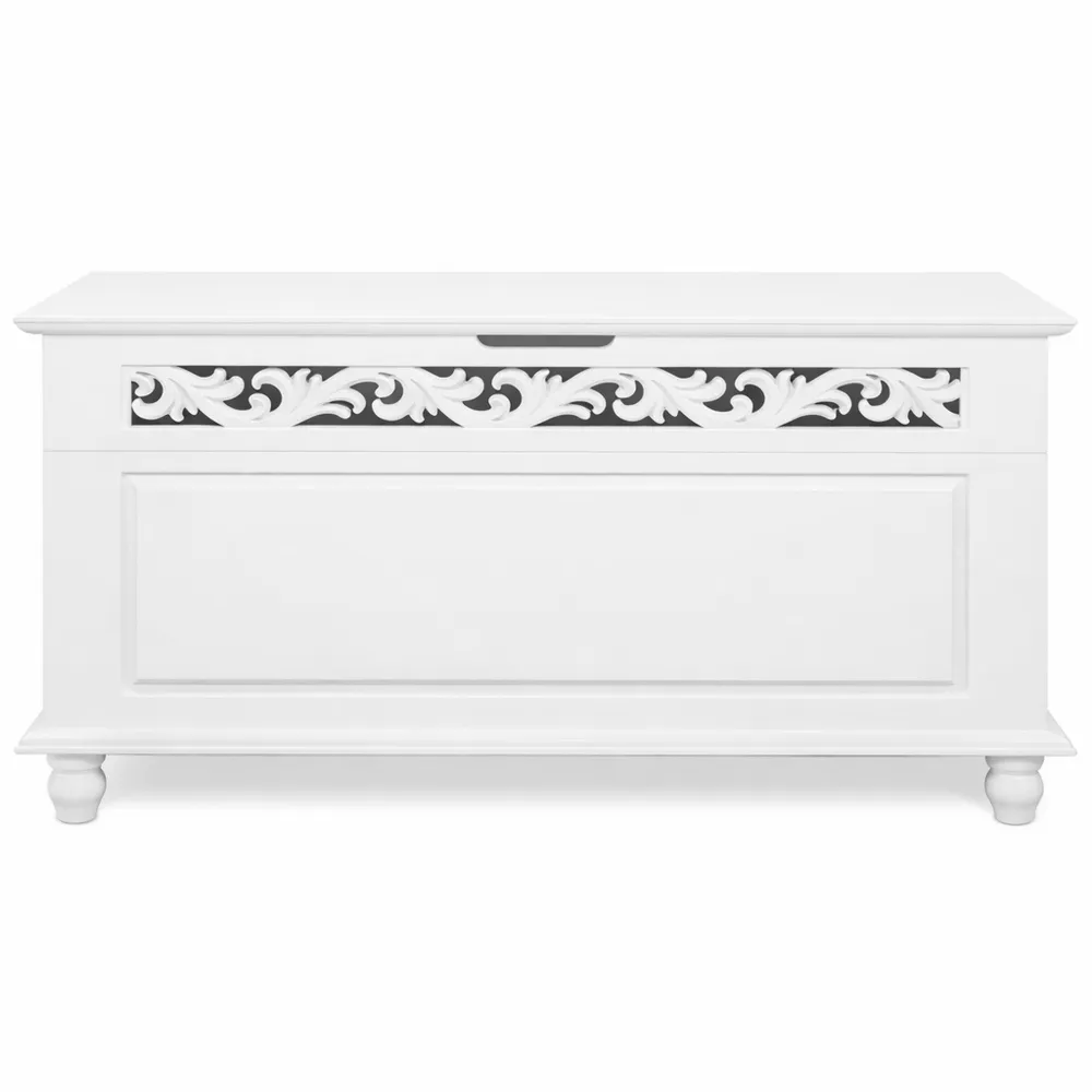Cassapanca Contenitore Stile Country in Legno Bianco 80x40x48 cm
