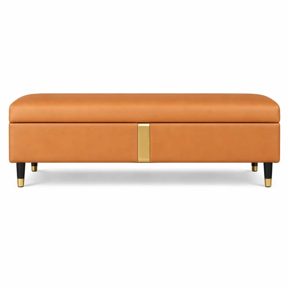 Panca contenitore rettangolare per ingresso o camera da letto, colore arancione