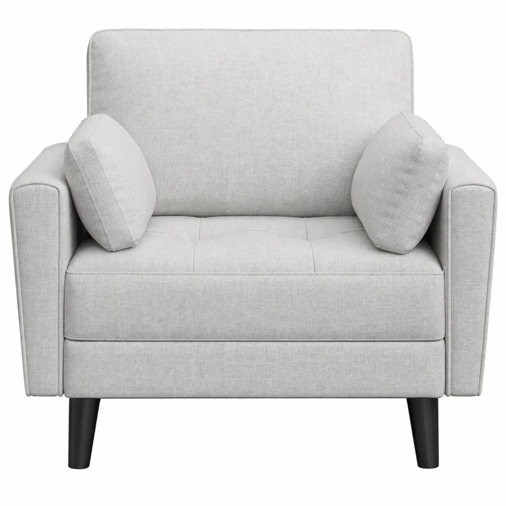 Divano Singolo Moderno Tessuto con Cuscini e Braccioli