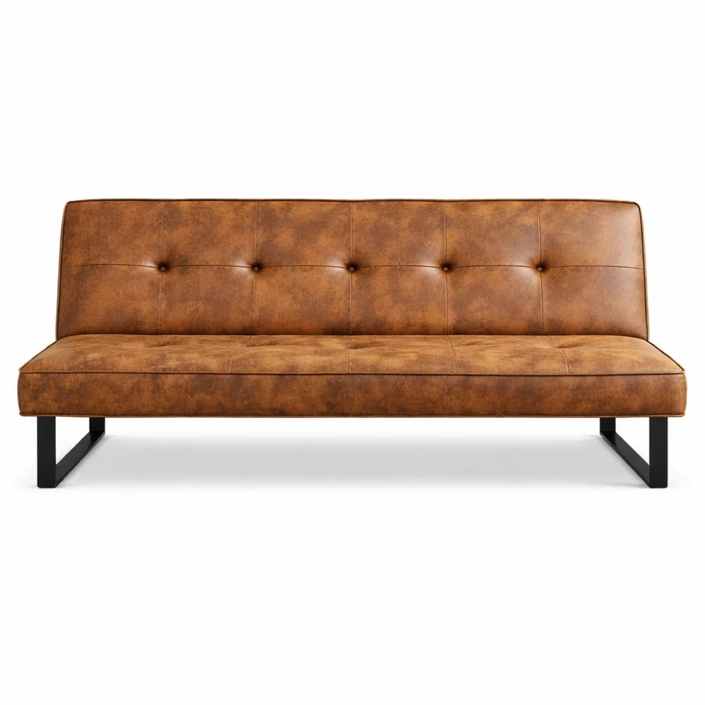 Divano Letto 3 Posti Reclinabile in Pelle Sintetica con Seduta Imbottita Ergonomica