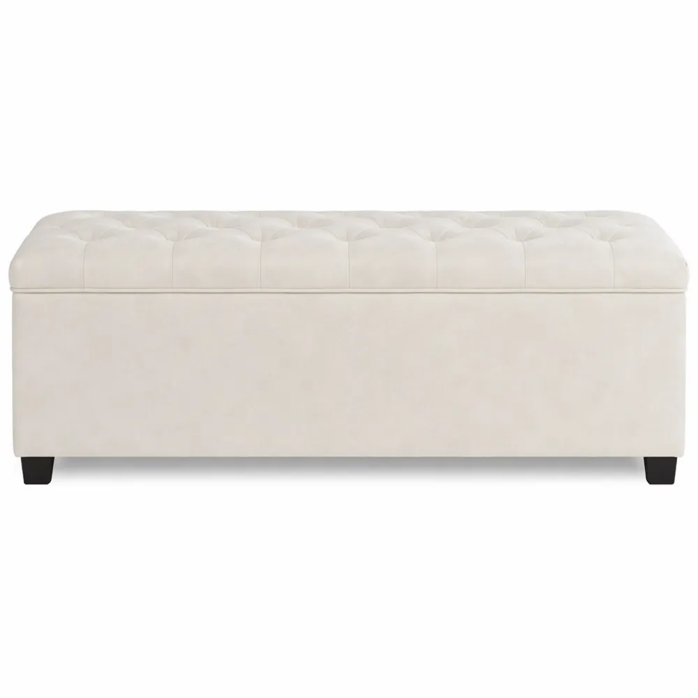 Cassapanca Contenitore 40 x 110 x 39 cm con Gambe in Legno, Regge fino a 300 kg, per Soggiorno e Camera da Letto, Bianco Crema