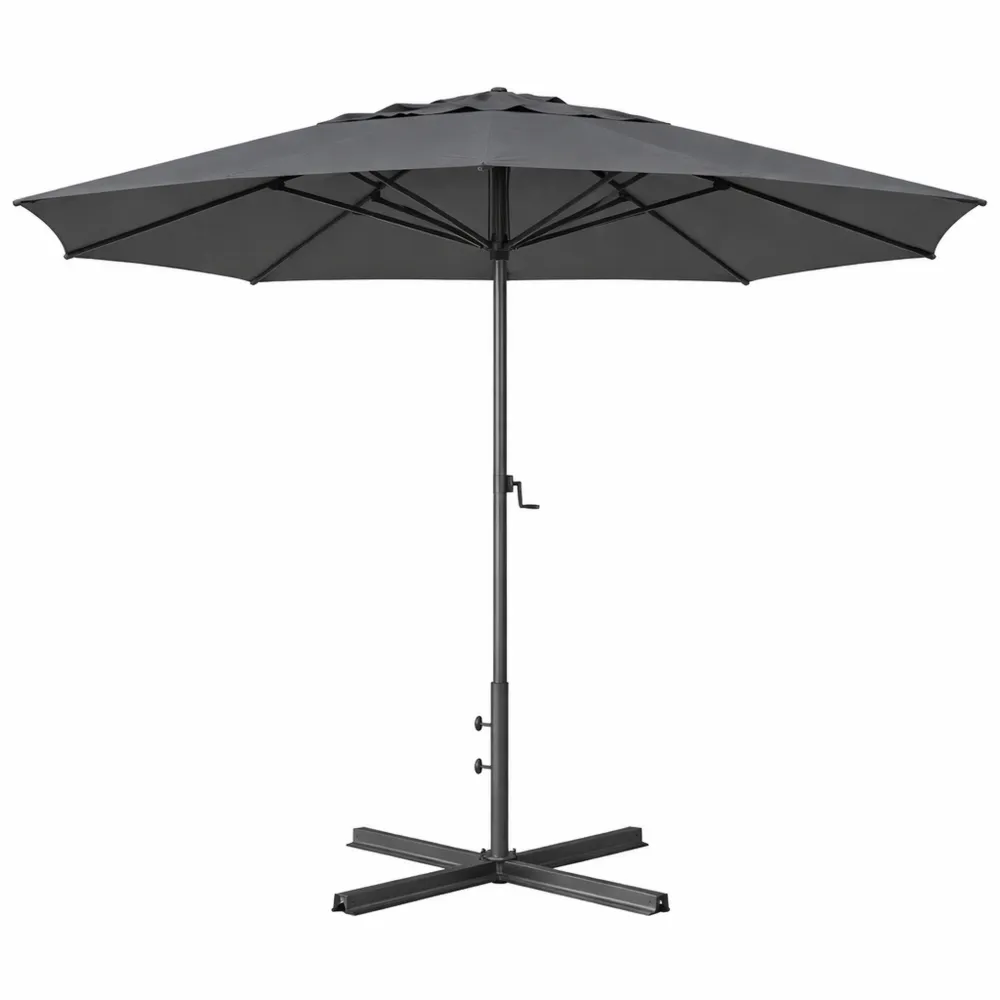 Ombrellone quadrato con apertura a manovella, 4 x 4 x 2.93 m, idrorepellente, protezione UV 50+, nero/grigio