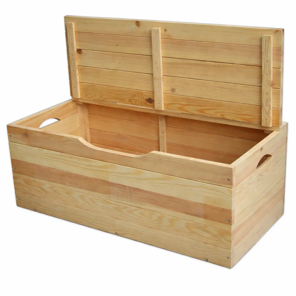 Cassapanca in Legno con Coperchio, 75x35x33 cm