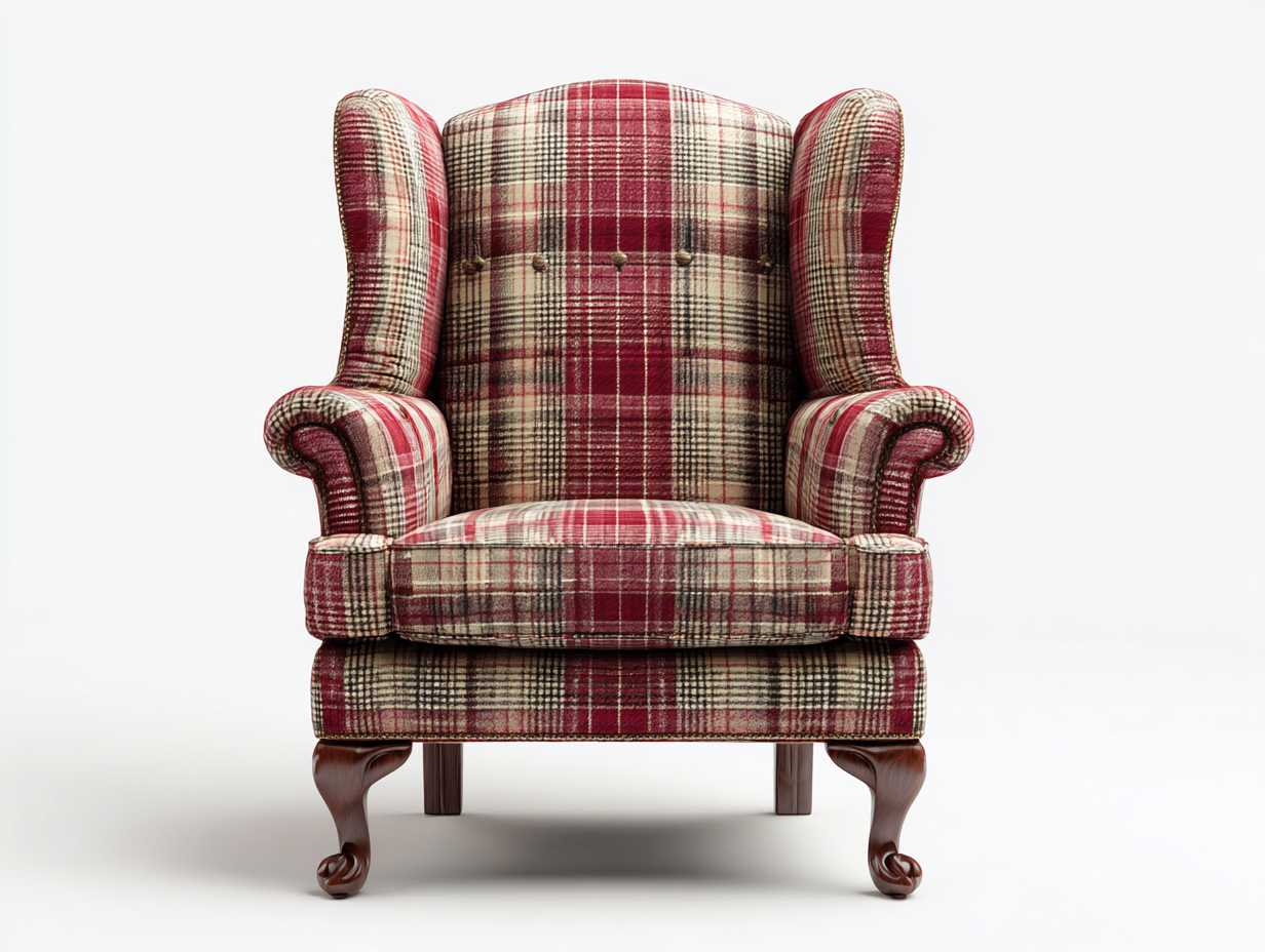 Poltrona in tessuto - Tessuto - 79x85x109 cm - Rosso-Beige - Stile classico-Gatidanest