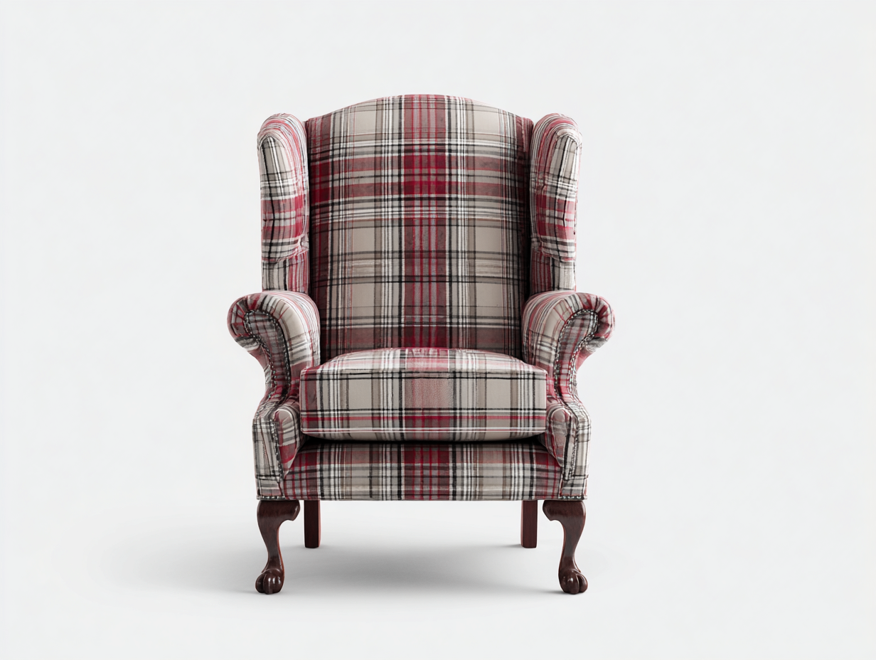 Poltrona in tessuto - Tessuto - 78x82x108 cm - Rosso-Beige-Grigio - Stile classico-Gatidanest