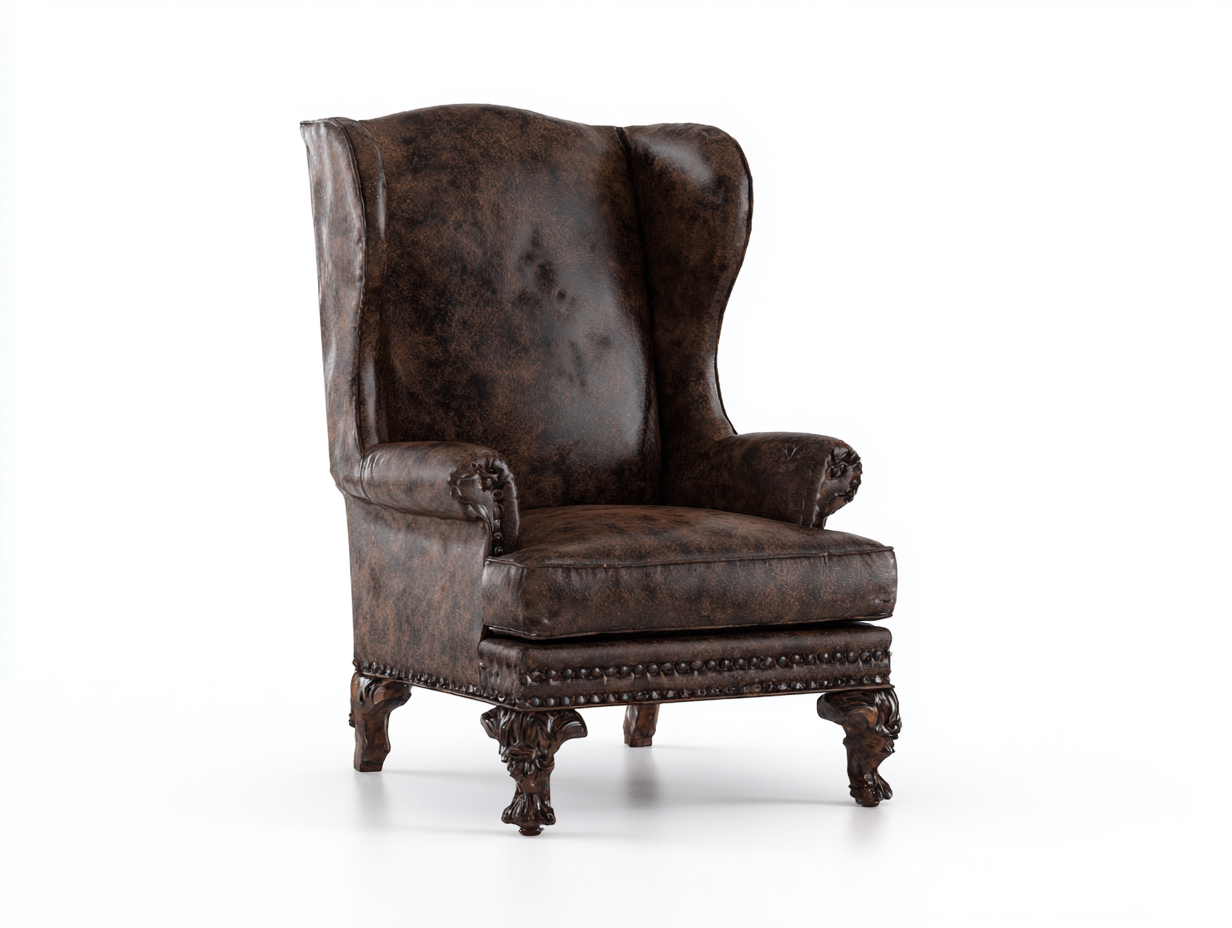 Poltrona in pelle - pelle-legno - 94x88x108 cm - marrone scuro - stile classico-Gatidanest