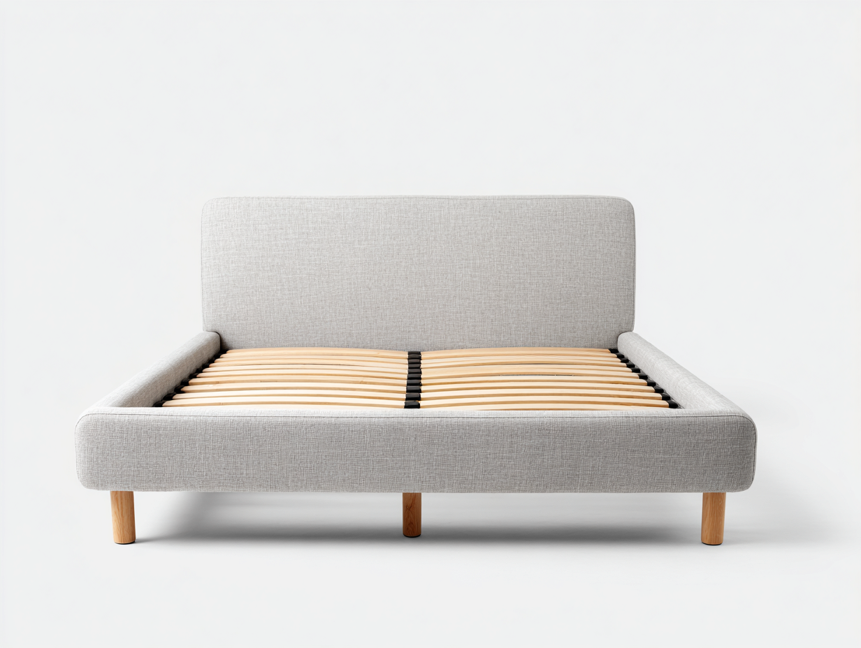 Letto matrimoniale-tessuto-legno-212x172x105 cm-Grigio chiaro-Design moderno-Gatidanest