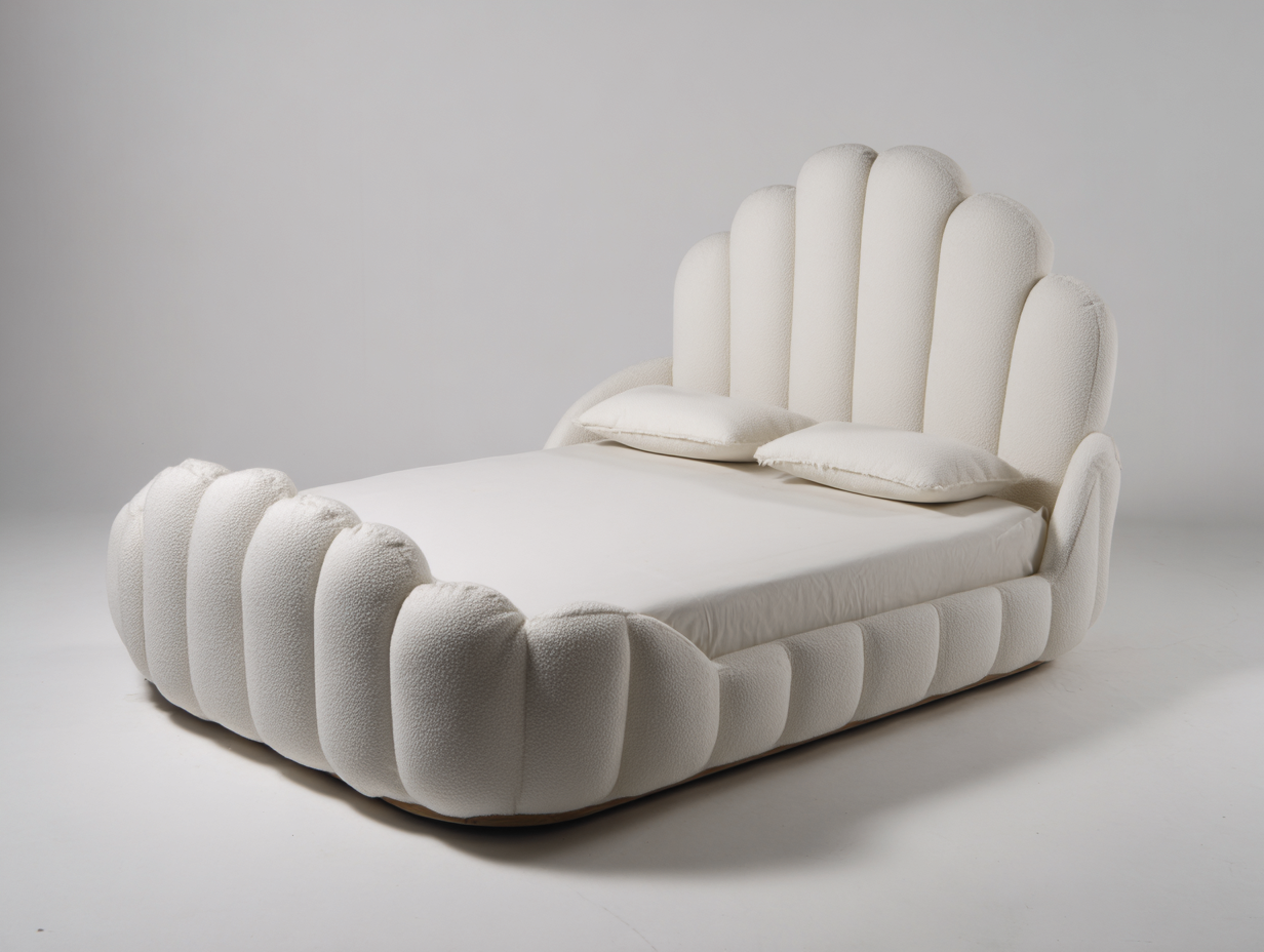 Letto matrimoniale-tessuto-220x180x120 cm-Bianco-Design artistico moderno-Gatidanest