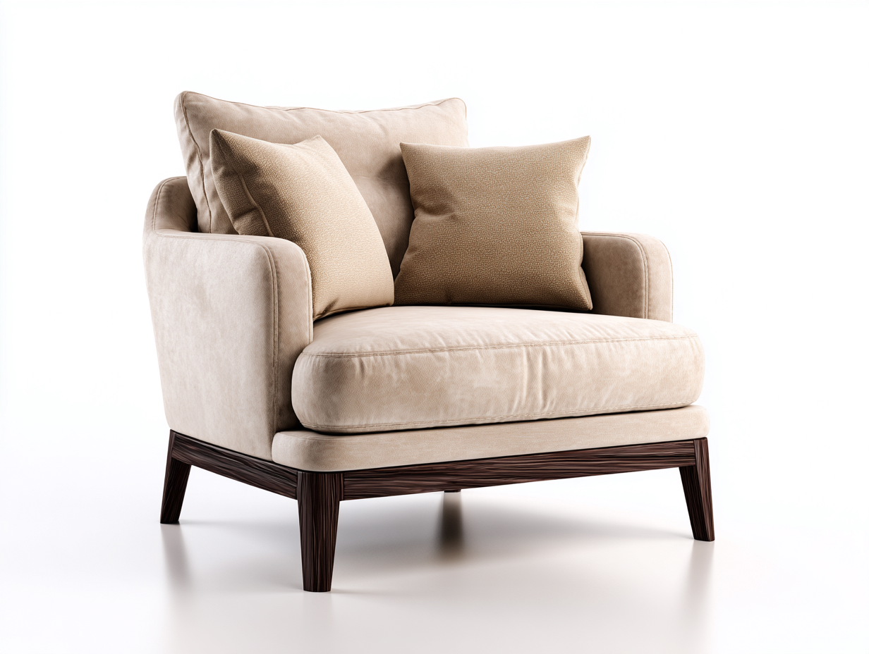 Poltrona in tessuto - Tessuto-Legno - 86x88x84 cm - Beige - Stile moderno-Gatidanest