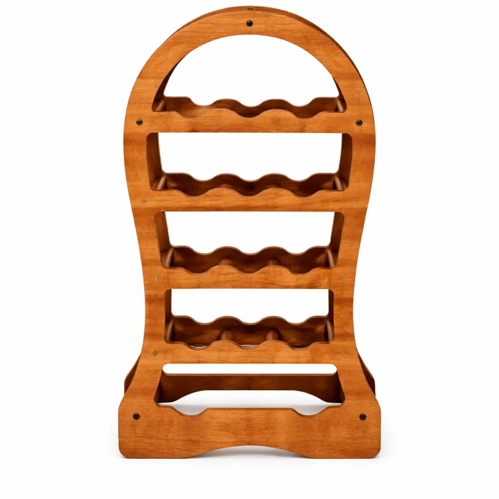 Portabottiglie di Vino in Legno Scuro per 13 Bottiglie