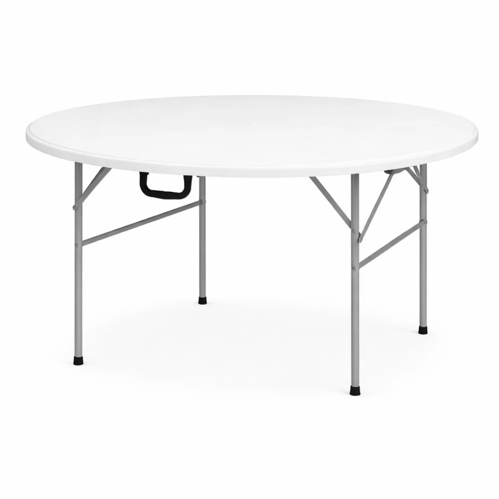 Tavolo da giardino pieghevole rotondo 120 x 74 cm bianco