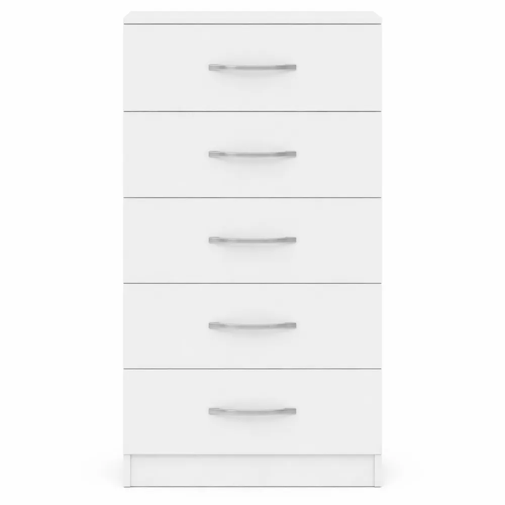 Cassettiera Moderna 5 Cassetti Salvaspazio per Casa, 40x35x85 cm, Bianco