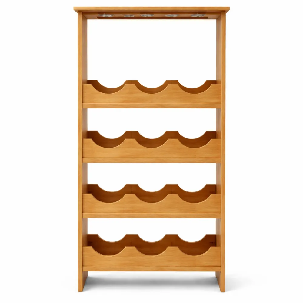 Scaffale per Vino in Bambù con Capacità di 16 Bottiglie