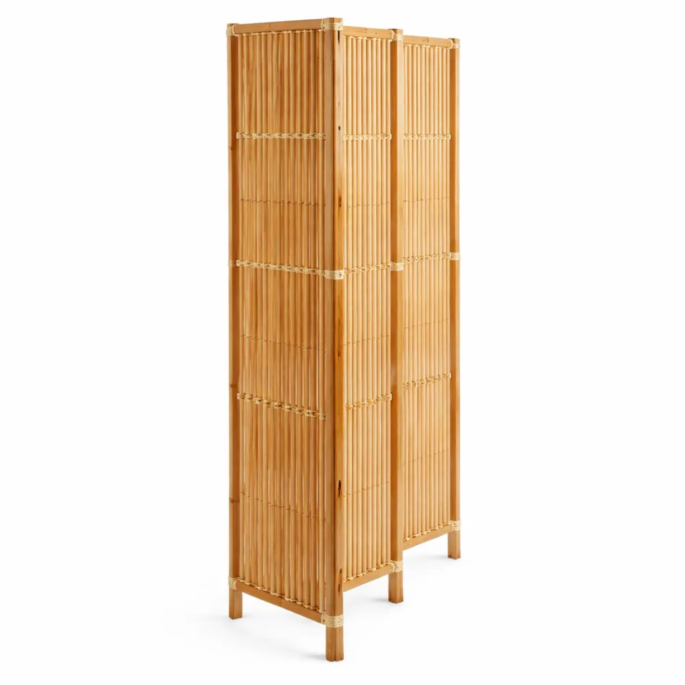 Paravento interno in bambù naturale 160x139 cm, 3 pannelli, divisorio per camera da letto e soggiorno