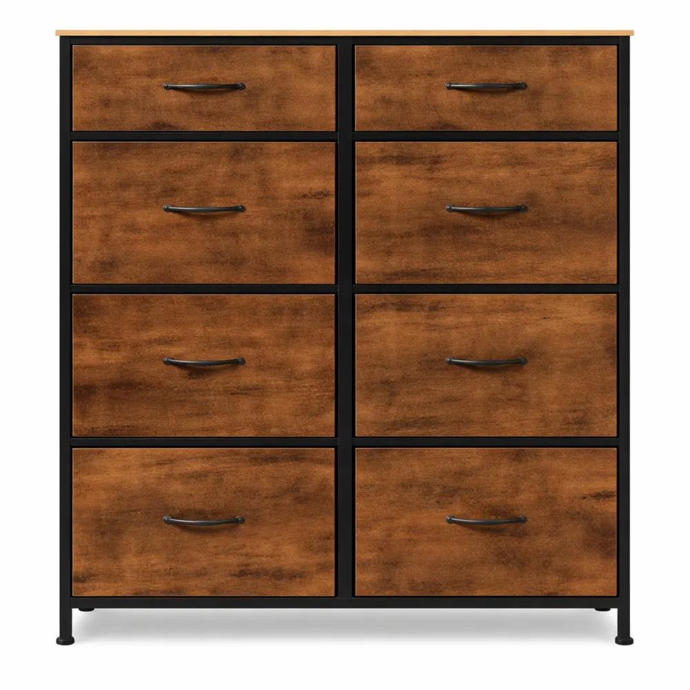 Cassettiera con 8 Cassetti in Tessuto Stabile, Design Vintage per Interni