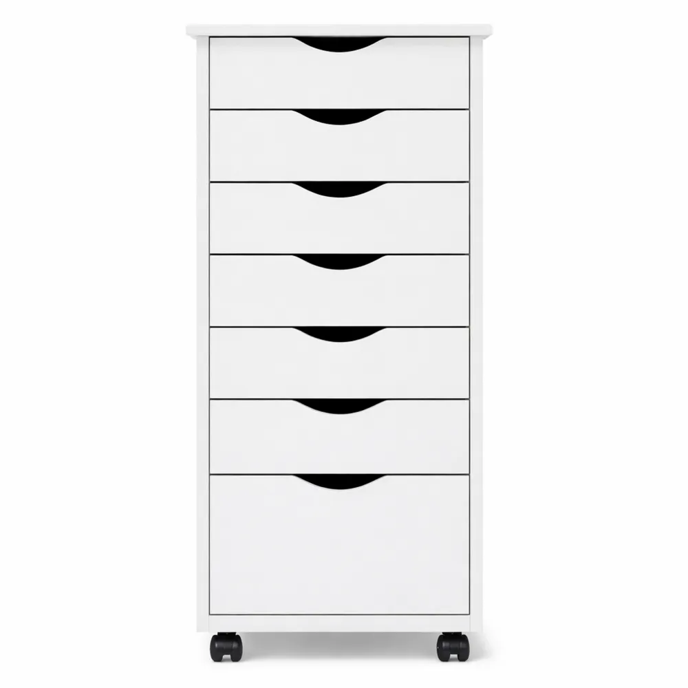 Armadietto Rotante con Cassetti in Legno Bianco