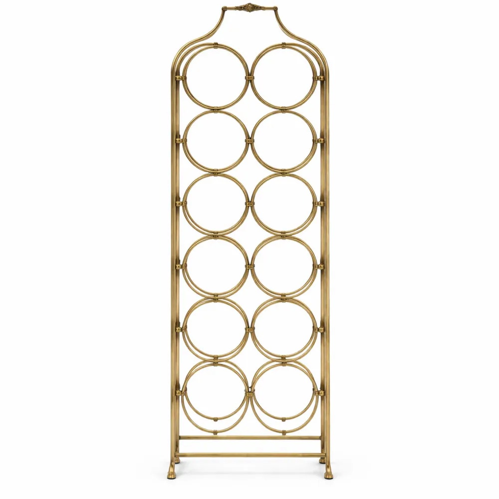 Portabottiglie in Ferro per 16 Bottiglie con Finitura Bianca Antica