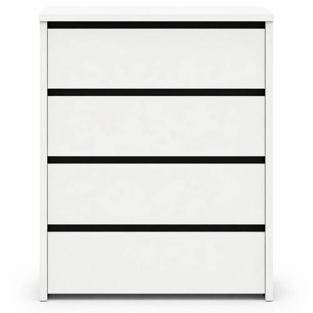 Cassettiera a 4 Cassetti, Bianco Lucido, 63,5x46x45 cm