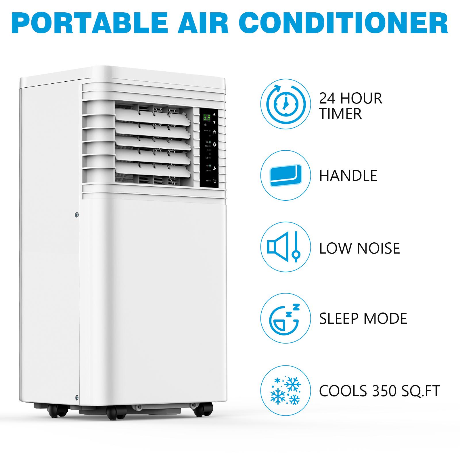 【SummerVibes】COWSAR 8,000 BTU Portable Air Conditioners Cool Up to 350 Sq.Ft, 4 Modes Portable AC with Remote Control, LED Display, 24Hrs Timer, Installation Kits for Home/Office/Dorms, White