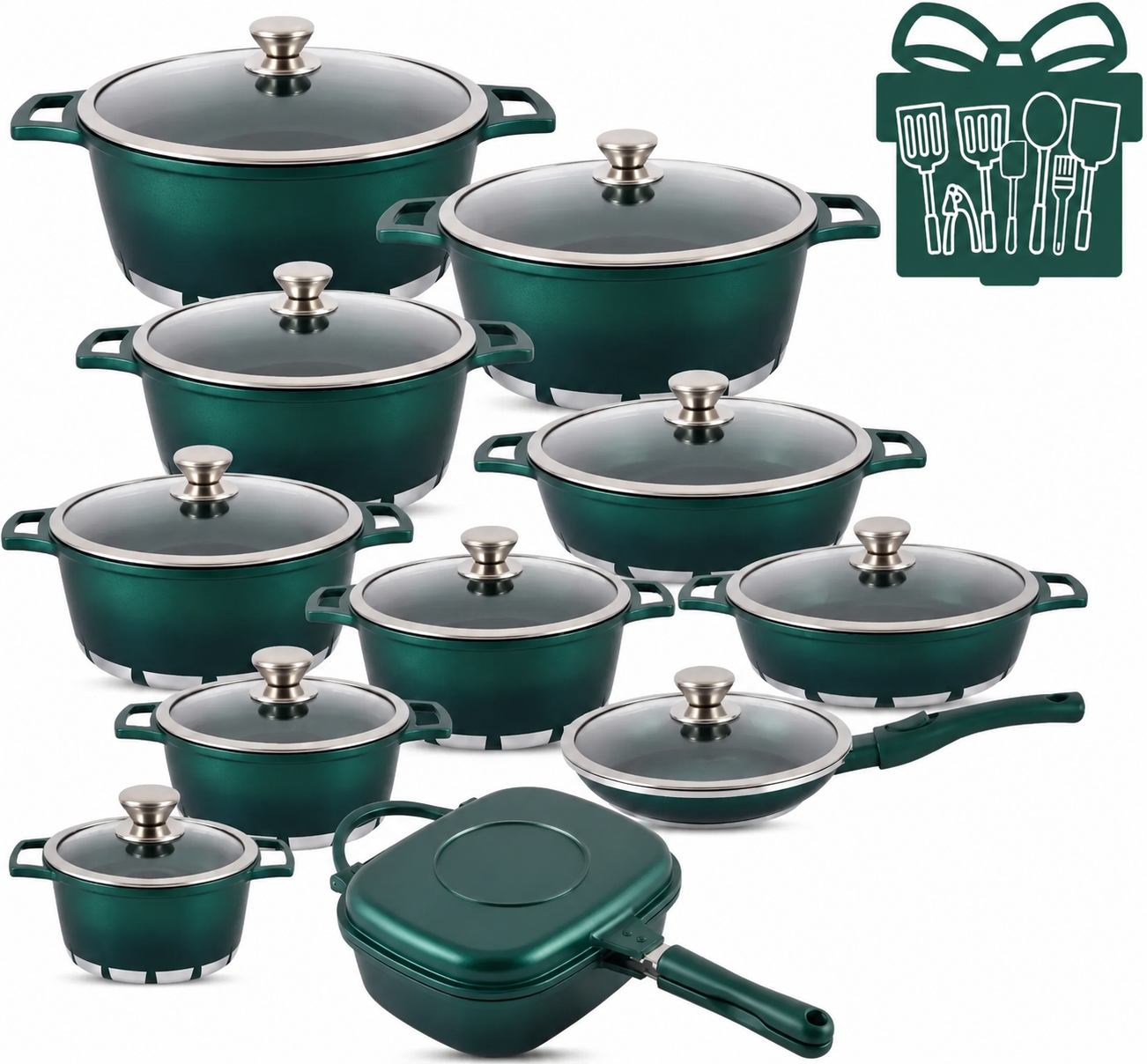 🎉Anniversary Sale - Cookware Set Pieces Non Stick Multi Layer Granite Coating