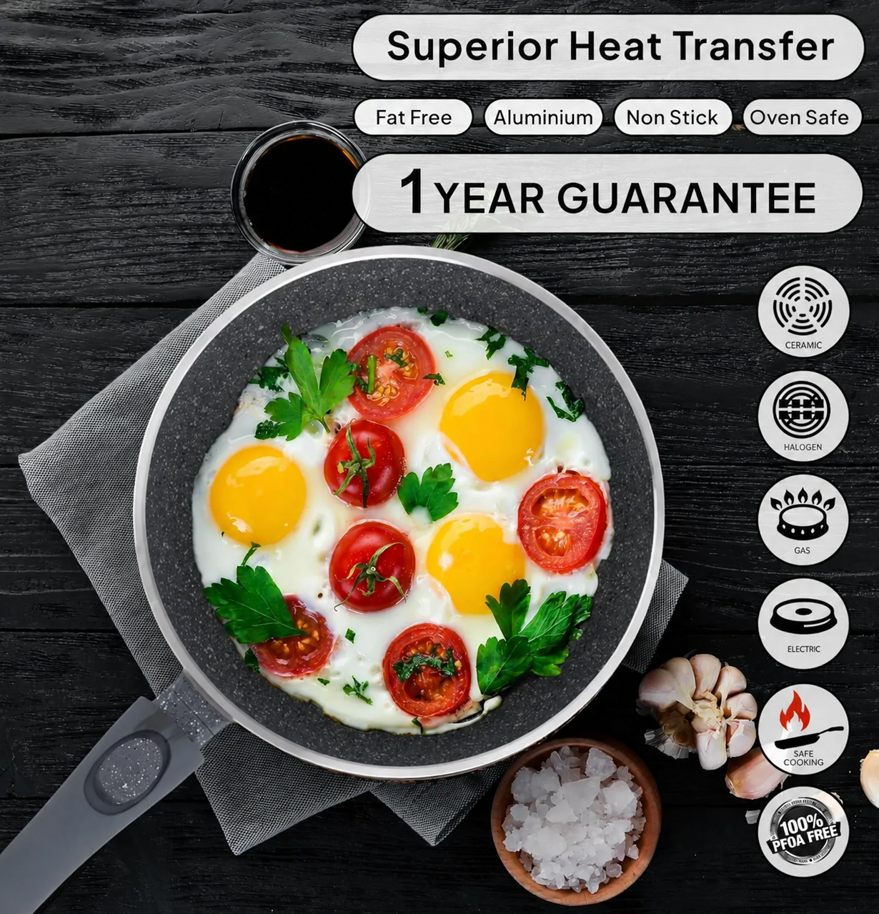 🎉Anniversary Sale - Cookware Set Pieces Non Stick Multi Layer Granite Coating