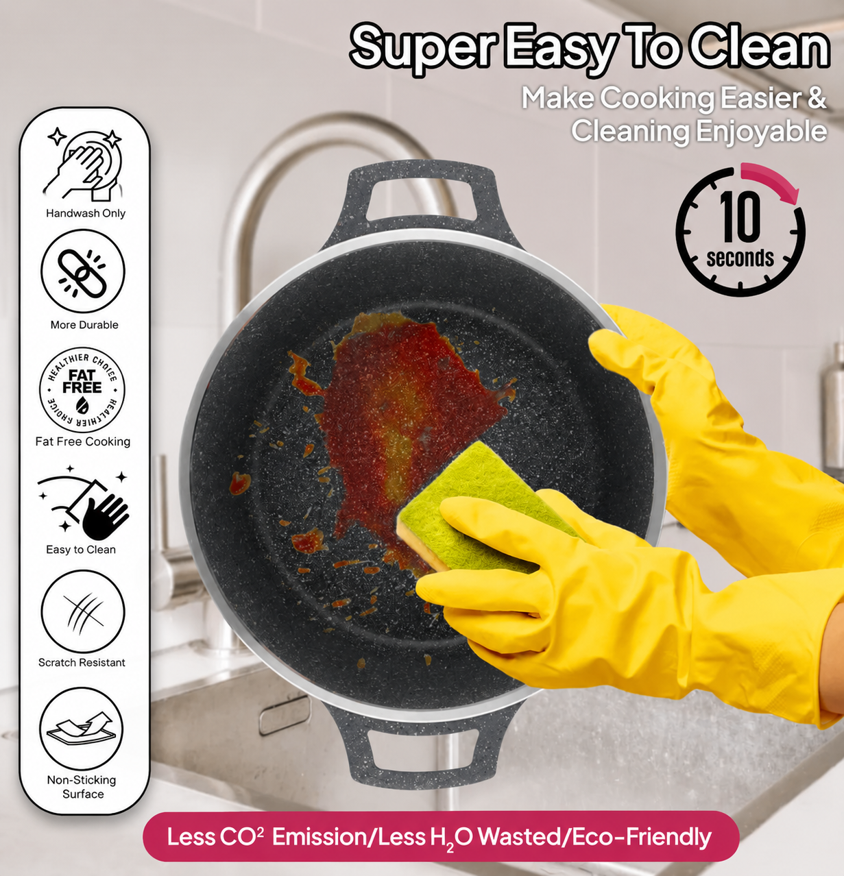 🎉Anniversary Sale - Cookware Set Pieces Non Stick Multi Layer Granite Coating